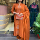 The52 Orange Women's Gorgeous Chanderi Fabric Embroidered Work Straight Kurta Pant and Dupatta Set - Swadesiicart
