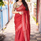 Red Linen Sequence Saree with Unstitched Blouse - Hiral Fashion | Swadesiicart