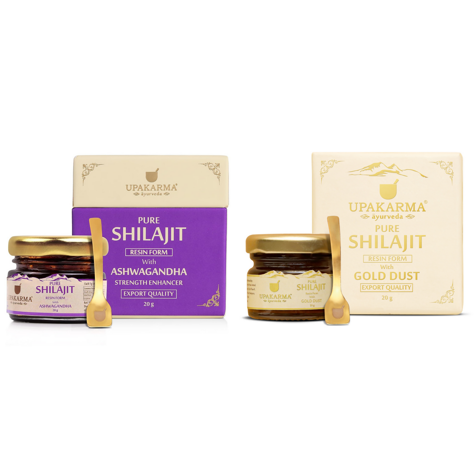 Upakarma Ayurveda Pure SJ Resin with Ashwagandha & Pure SJ Resin with Gold Dust Combo - UPAKARMA AYURVEDA