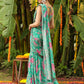 Janasya Green Georgette Floral Saree | Swadesiicart