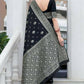 DEIANA'S Beautiful Designer Golden zari Soft Lichi Silk Saree - Black - Swadesiicart