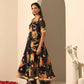 Pomcha Jaipur Black Gul Narangi Angrakha Set | Swadesiicart