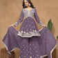 Anaita Lavender Embroidered Faux Georgette Sharara Suit