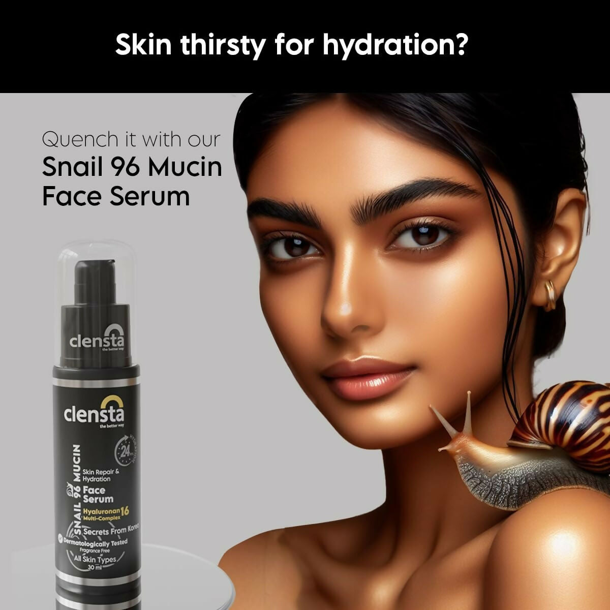 Clensta Snail 96 Mucin Skin Repair Face Serum | Swadesiicart