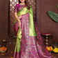 Aastha Fashion Green Tissue Silk Weaving Saree