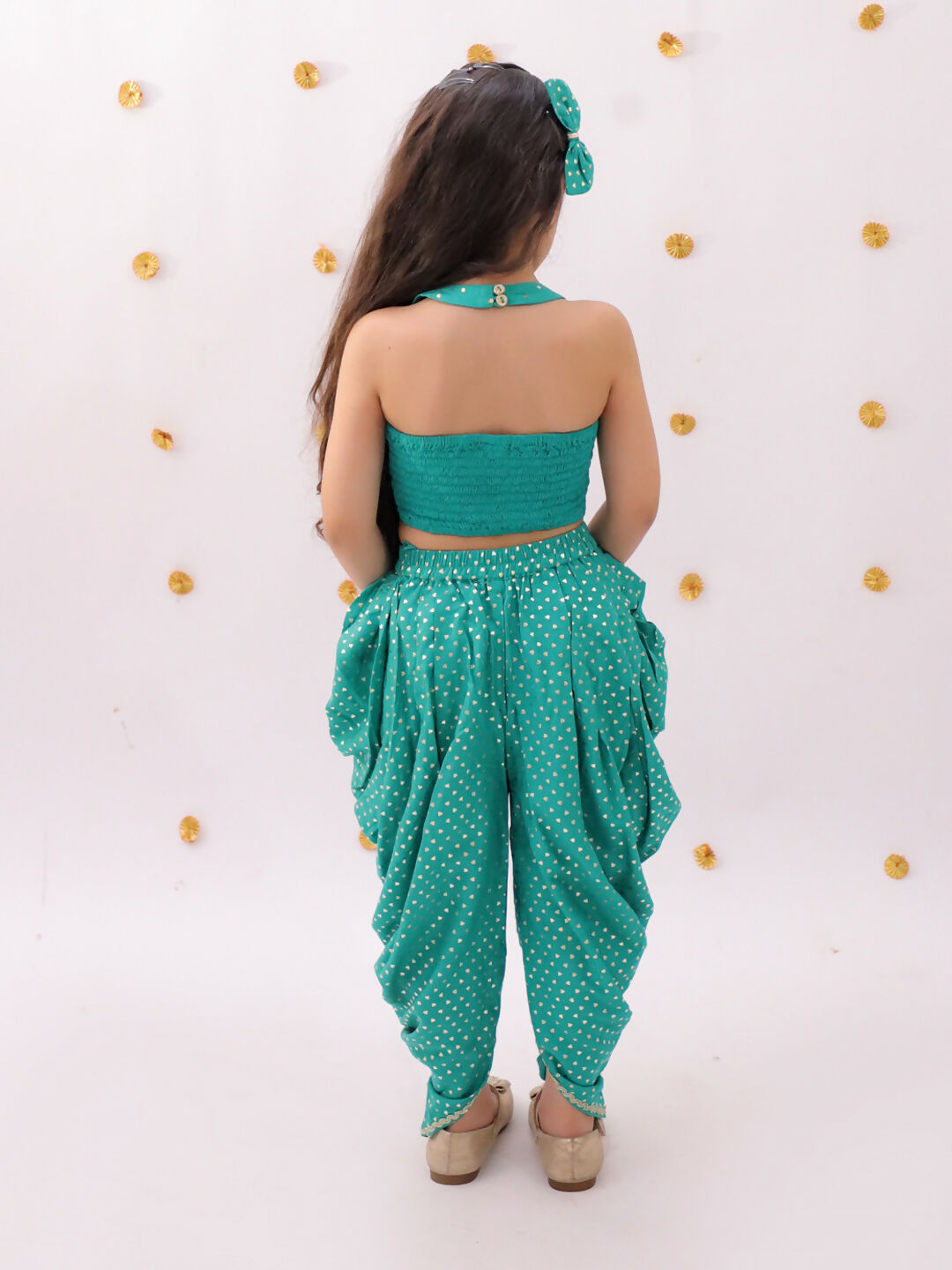 Lil Drama Khilkhilahat Green Crop Top and Dhoti SeT For Girls | Swadesiicart