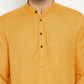 Even Apparels Yellow Viscose Men's Long Kurta With Band Collar | Swadesiicart