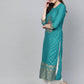 Anubhutee Peacock Blue Kurta Set with Golden Traditional Motifs