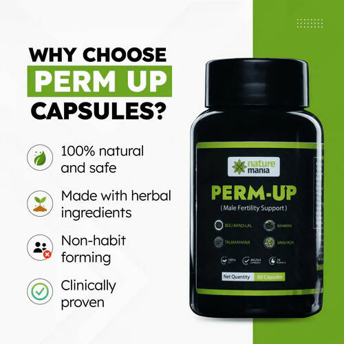 Nature Mania Perm-Up Capsules (Male Sperm Count Booster) | Swadesiicart