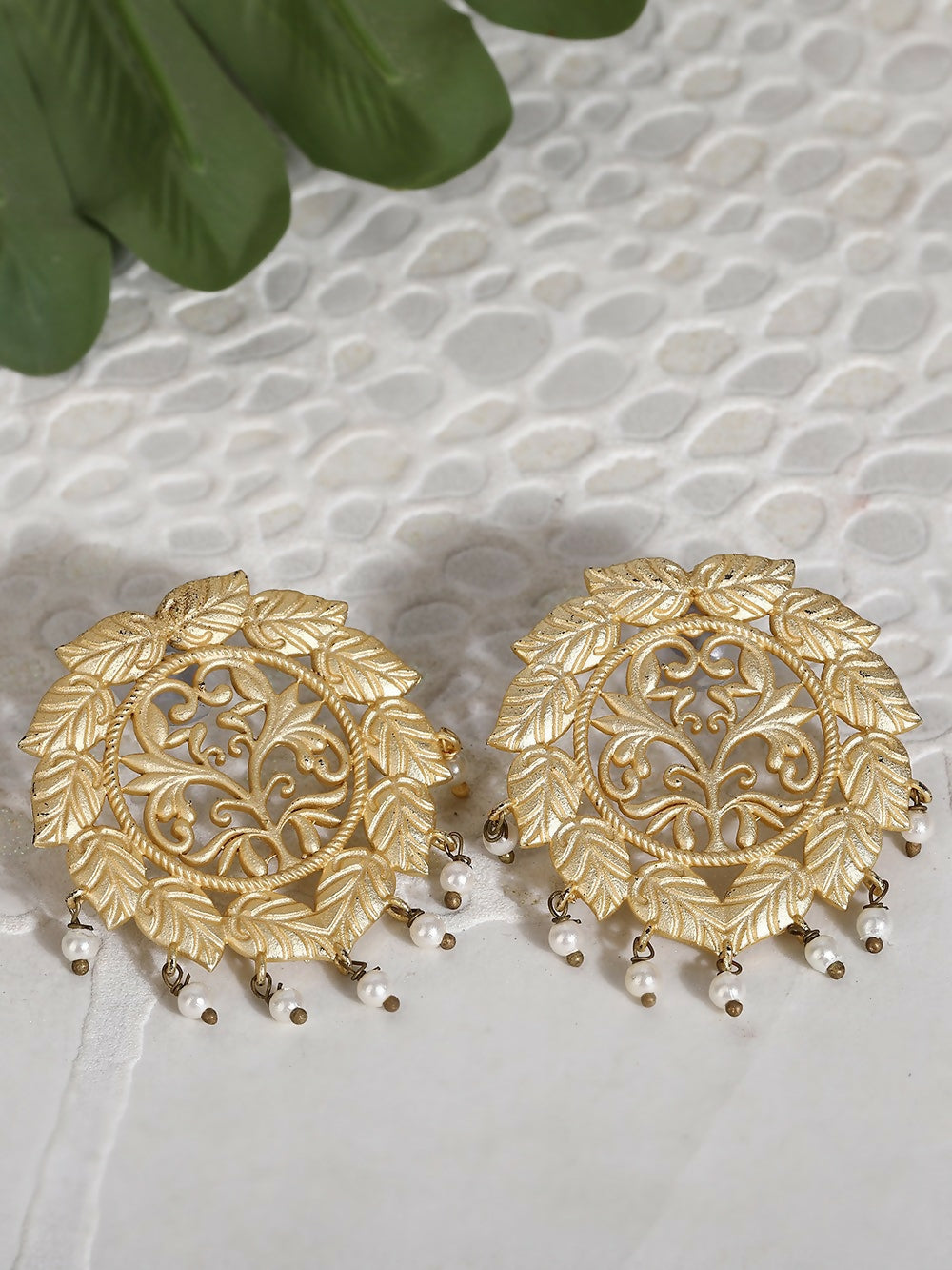 Joban Fashion Women Handcrafted Matte Gold Earrings | Swadesiicart