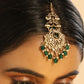 Nuyug 18K Gold Plated Ethereal Green Stone Maang Tikka | Swadesiicart