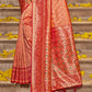 Astita Banarasi Silk Peach Saree | Swadesiicart