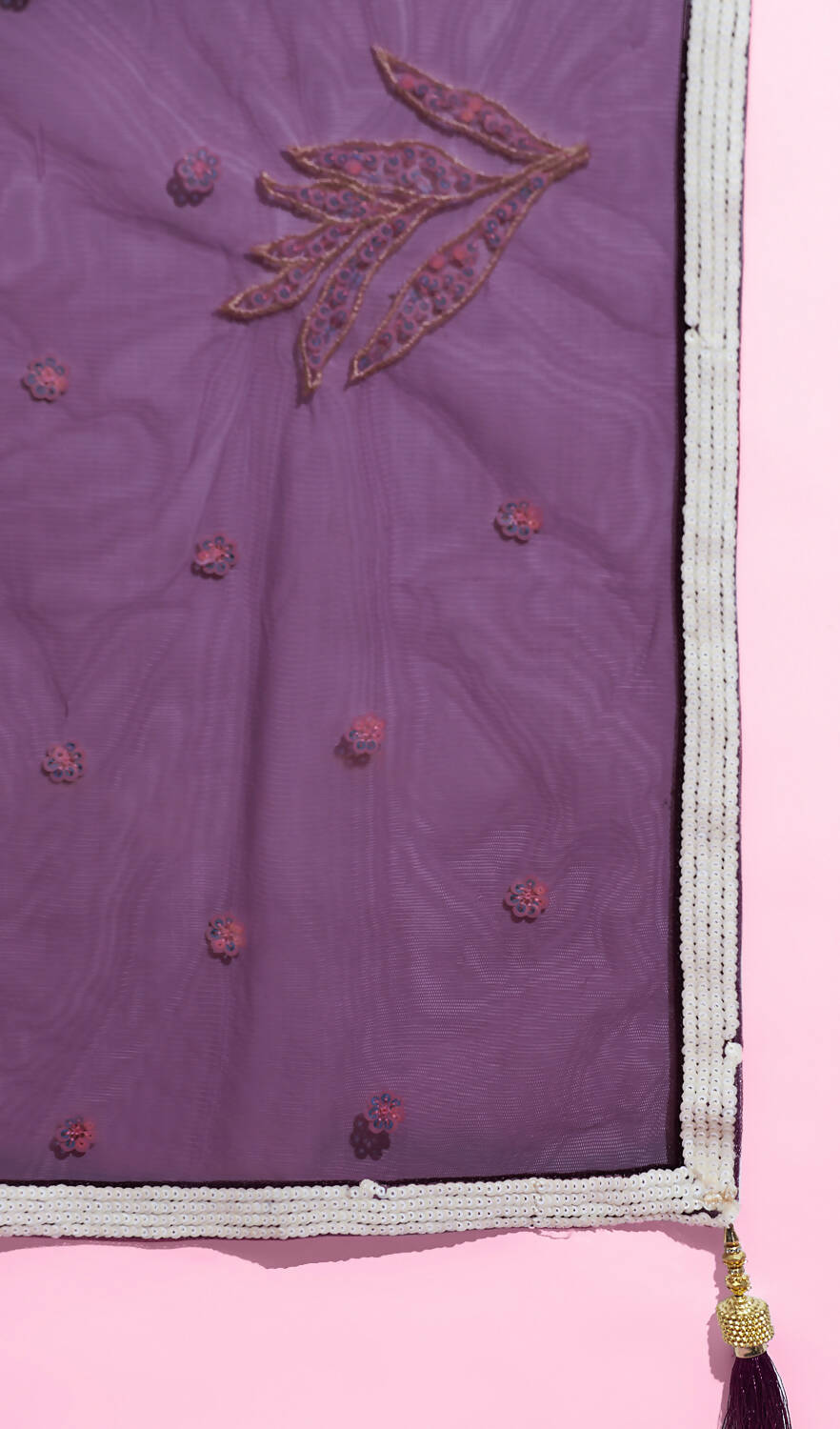 House of Panchhi Burgundy Net Sequinse Work Lehenga & Blouse with Dupatta | Swadesiicart