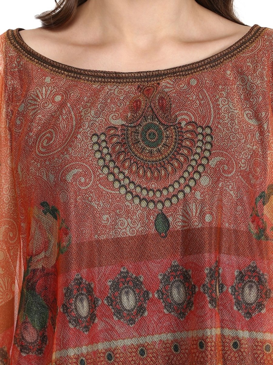 Ahalyaa Black Crepe Printed Kurta With Attached Dupatta For Women | Swadesiicart