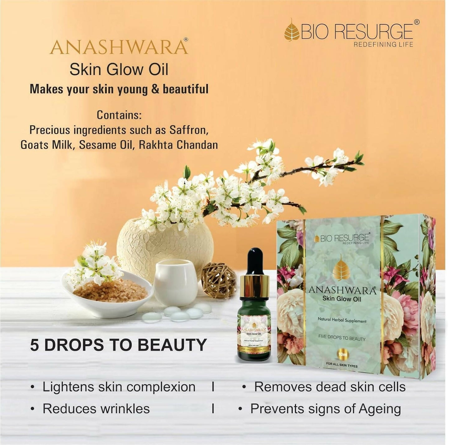Bio Resurge Life Anashwara Skin Glow Oil | Swadesiicart