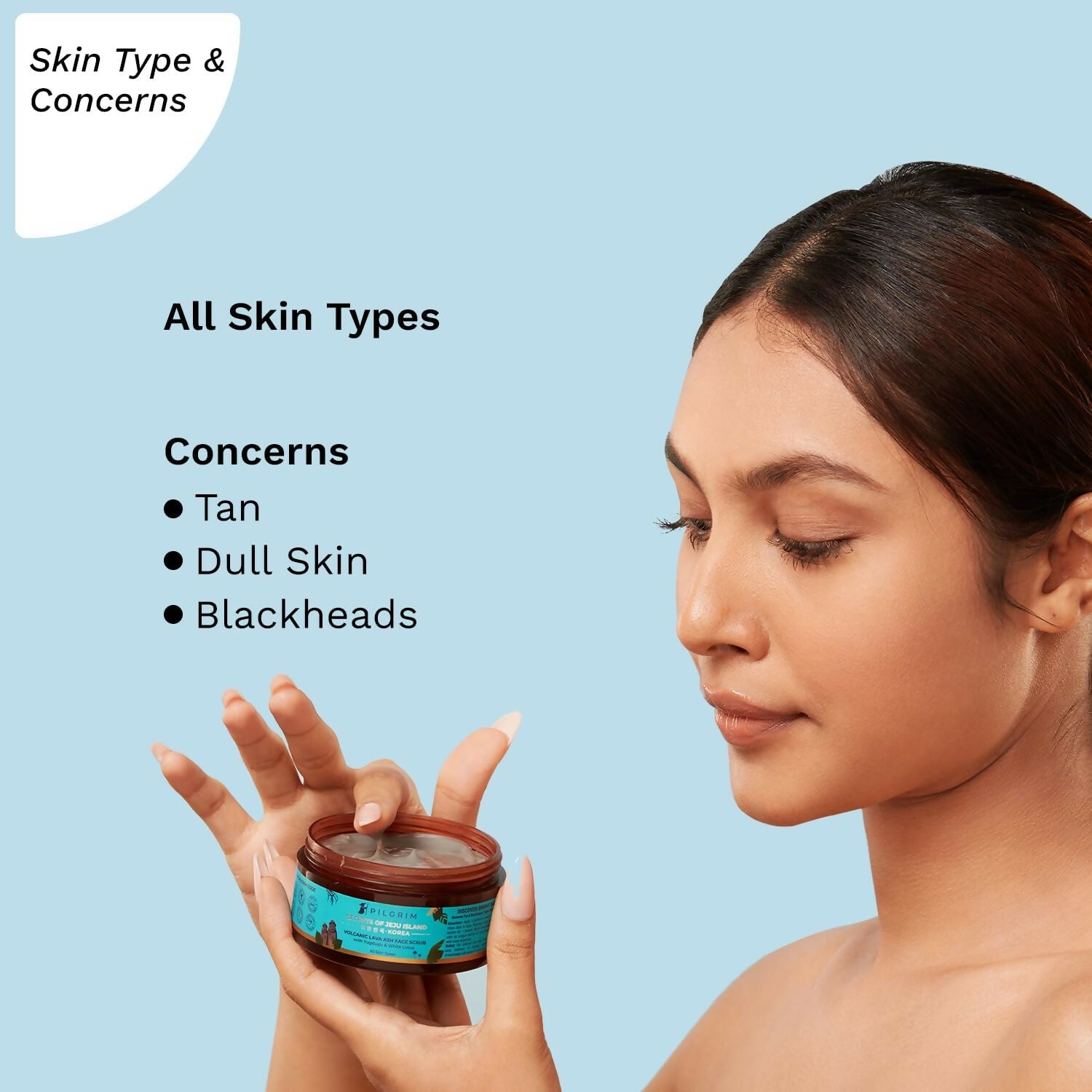 Pilgrim Face Scrub with Yugdugu & White Lotus, For Glowing Skin & Blackhead Removal, Dry, Oily Combination Skin - Swadesiicart