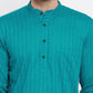 Even Apparels Green Pure Cotton Men's Kurta With Band Collar | Swadesiicart