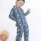 Breathables Kids Cotton Night Suit – Blue Jungle Print Shirt & Pyjama Co-Ord Set For Boys & Girls