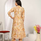 Jyoti Fashion Women's Beige Chanderi Silk Floral Print with Side Pocket Kurtis & Sets | Swadesiicart