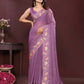 Ai Fashion Light Purple Soft Star Georgette Embroidery Party Wear Saree