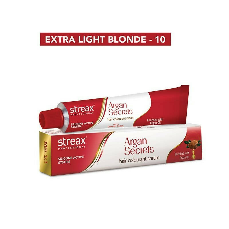Streax Professional Argan Secrets Hair Colourant Cream - Extra Light Blonde 10 - Swadesiicart