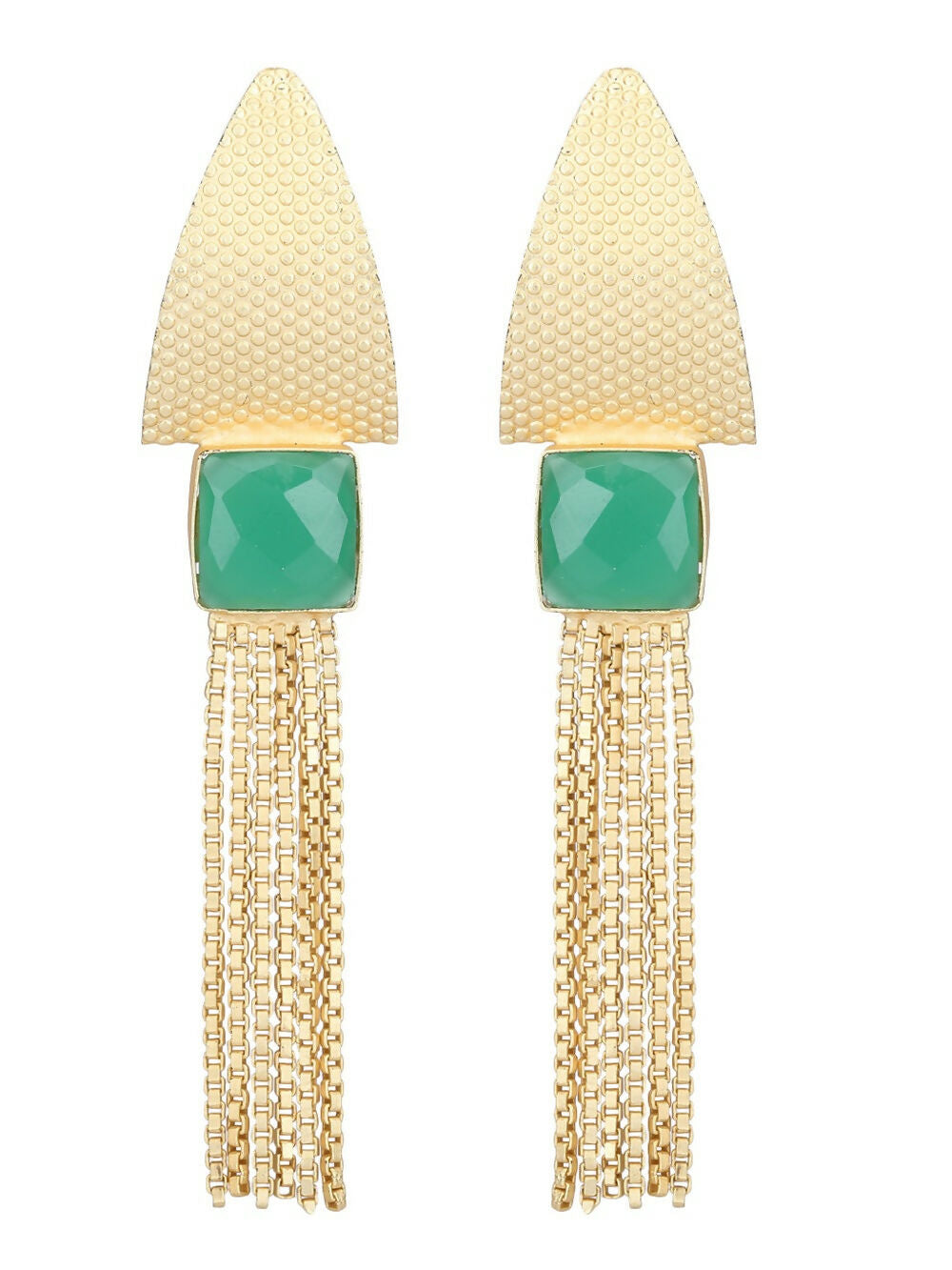 Joban Fashion Women Handcrafted Green Stone Matte Gold Earrings | Swadesiicart