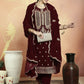 Jyoti Fashion Women's Maroon Velvet Cording with Resham Thread & Sequin Kurta with Trouser & Dupatta | Swadesiicart