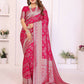 Aastha Fashion Magenta Georgette Silk Leheriya With Elegant Zari Weaving Saree