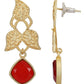 Joban Fashion Women Red Stone Matte Gold Earrings | Swadesiicart