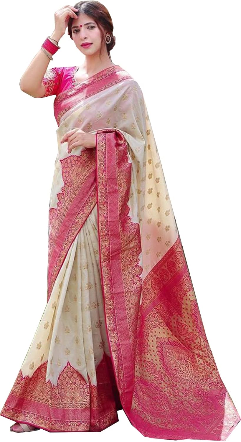 Vamika Weaving Banarasi Jacquard Pink Kanjivaram Saree | Swadesiicart