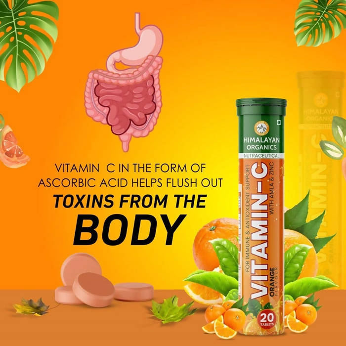 Himalayan Organics Vitamin-C Orange Flavour With Amla & Zinc Tablets | Swadesiicart