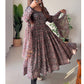 Lorenvalley Fashion Women Soft Georgette Floral Print Fully Flair Anarkali With Pant Dupatta Set - Black | Swadesiicart