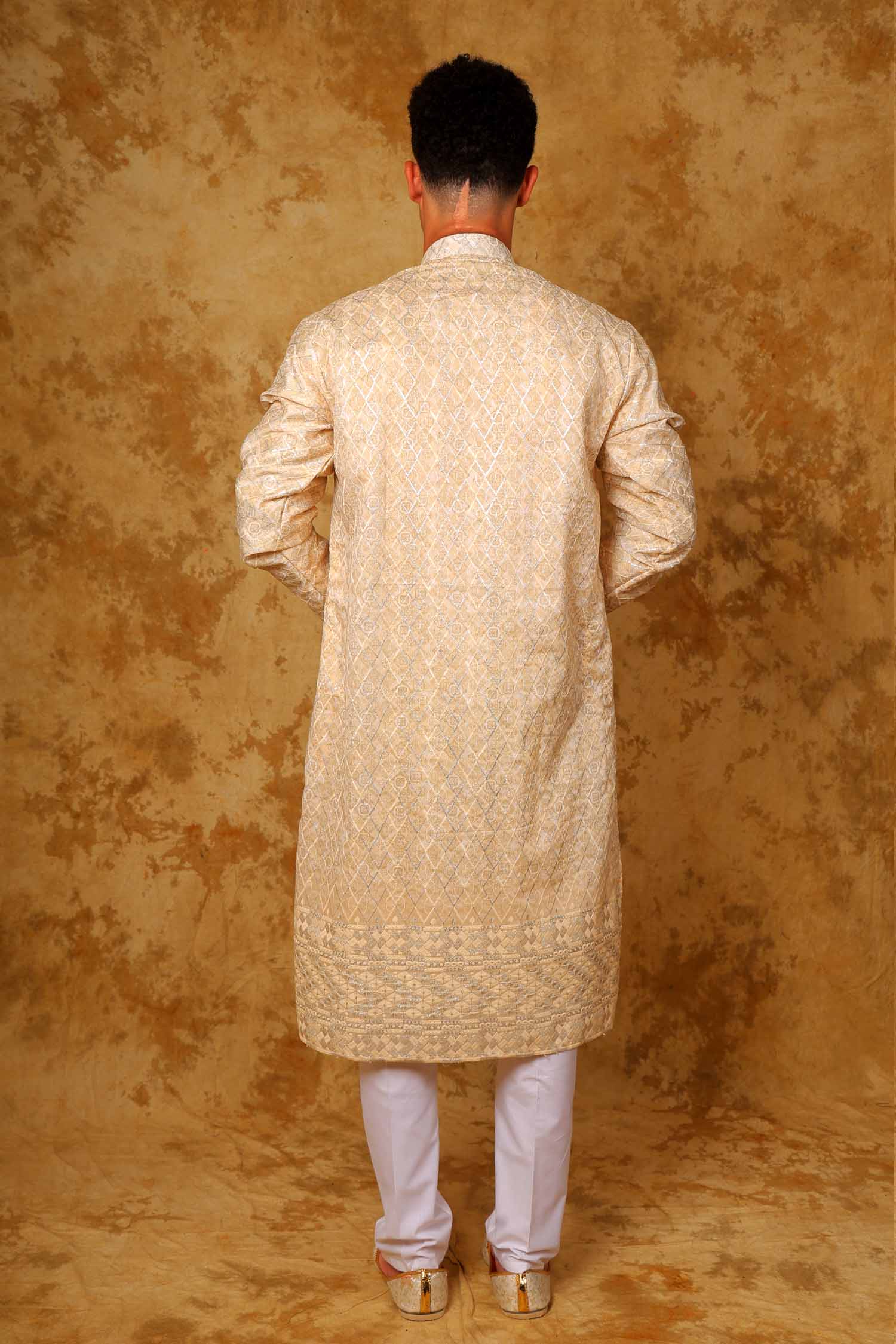 Bluesaanchi Zari Work Light Mango Kurta with Trouser Pajama | Swadesiicart