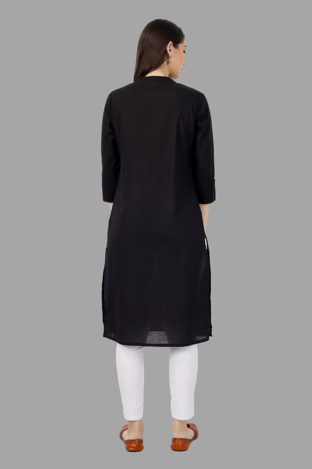 House of RP Women's Black Solid Cotton Straight Kurta | Swadesiicart