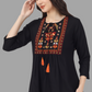 House of RP Women Black Rayon Embroidered Flared Tunic | Swadesiicart