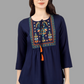 House of RP Women Blue Rayon Embroidered Flared Tunic | Swadesiicart