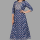 House of RP Women's Blue Cotton Floral Yoke Embroidered Anarkali Kurta & Pant Set | Swadesiicart