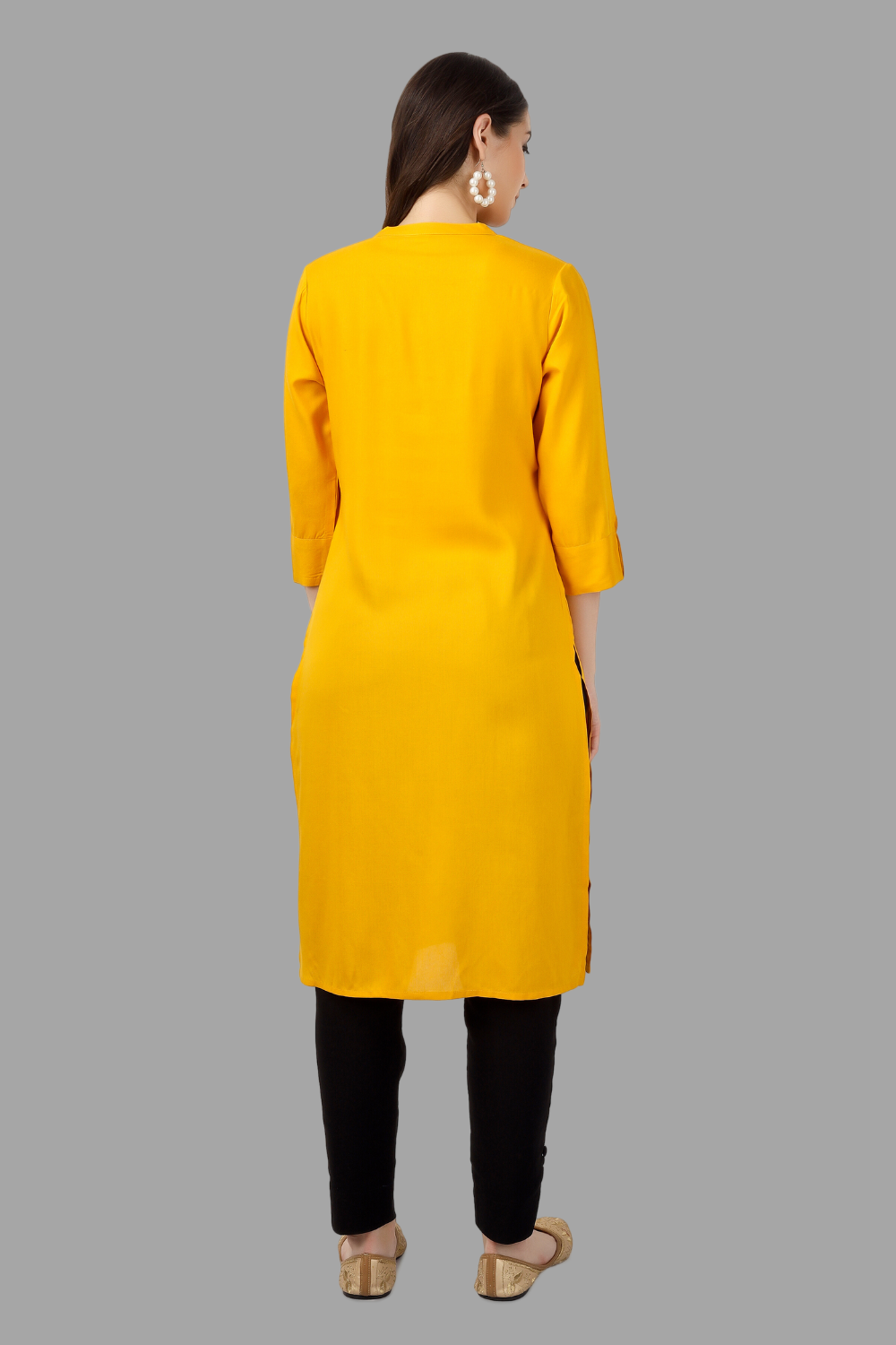 House of RP Women's Yellow Rayon Solid Frontslit Straight Kurta | Swadesiicart