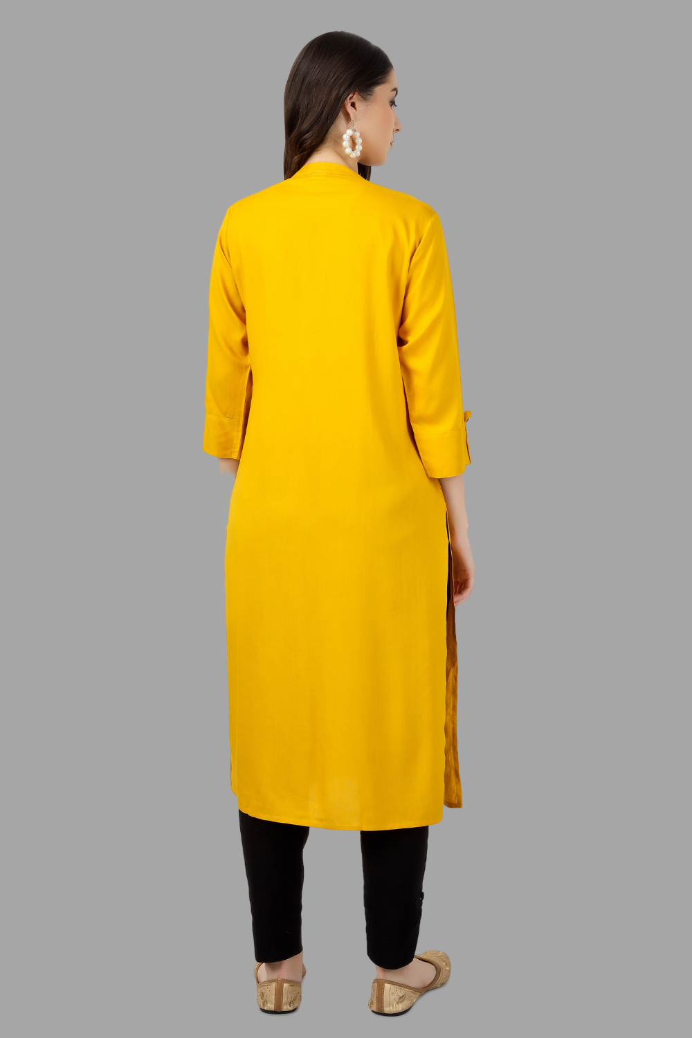 House of RP Women's Yellow Rayon Chicken Embroidered Straight Kurta | Swadesiicart