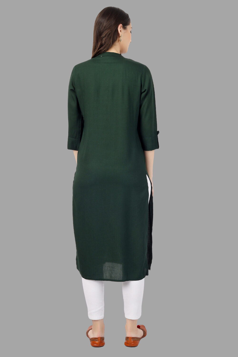 House of RP Women's Green Rayon Chicken Embroidered Straight Kurta | Swadesiicart