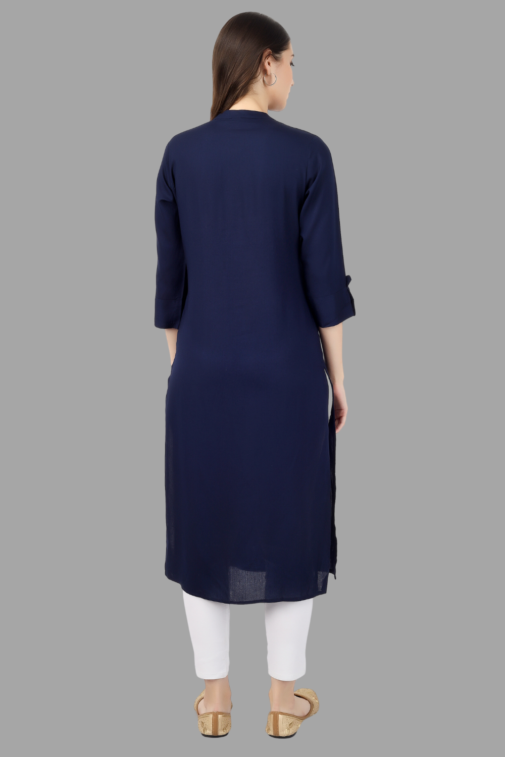 House of RP Women's Blue Rayon Chicken Embroidered Straight Kurta | Swadesiicart
