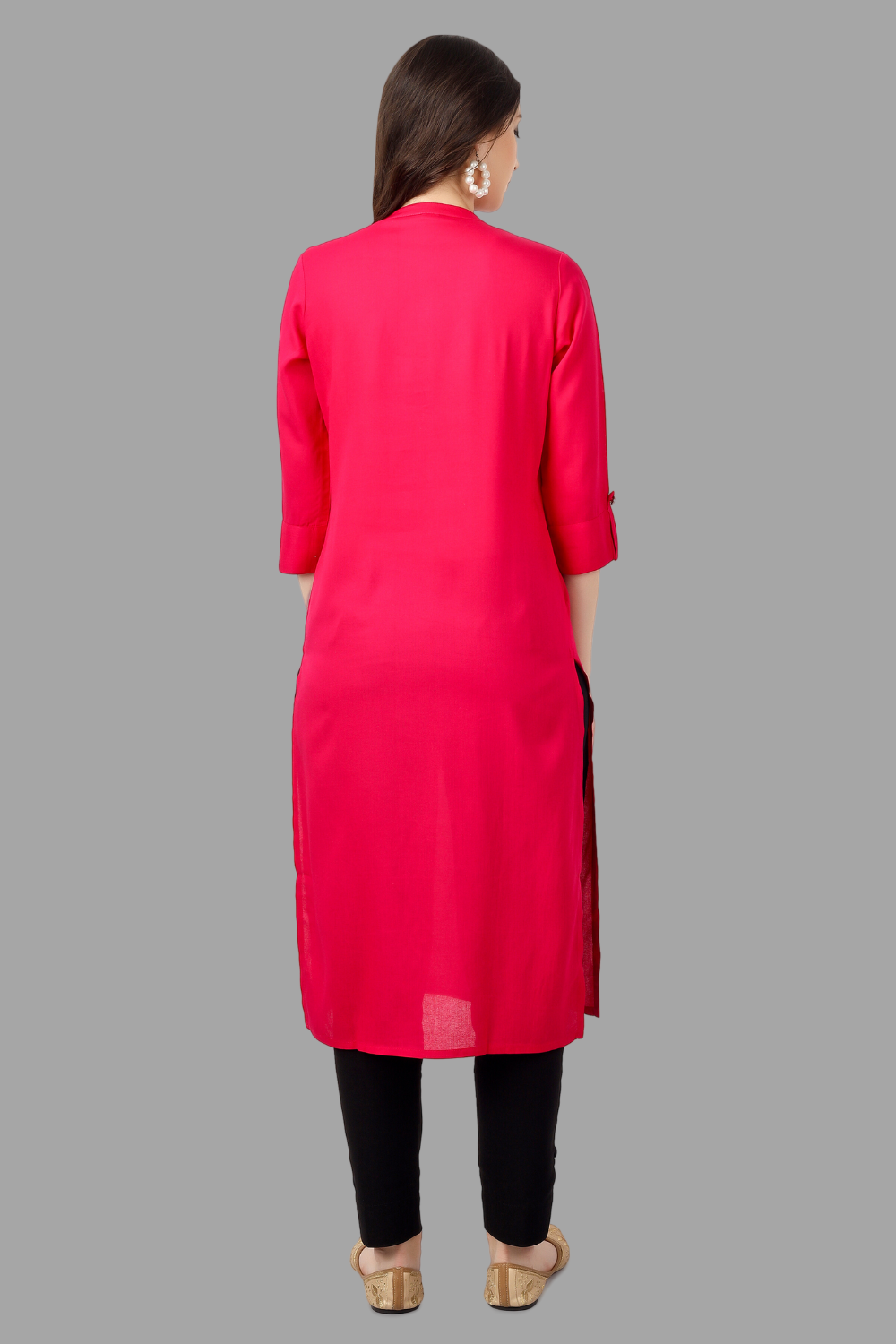 House of RP Women's Pink Rayon Chicken Embroidered Straight Kurta | Swadesiicart