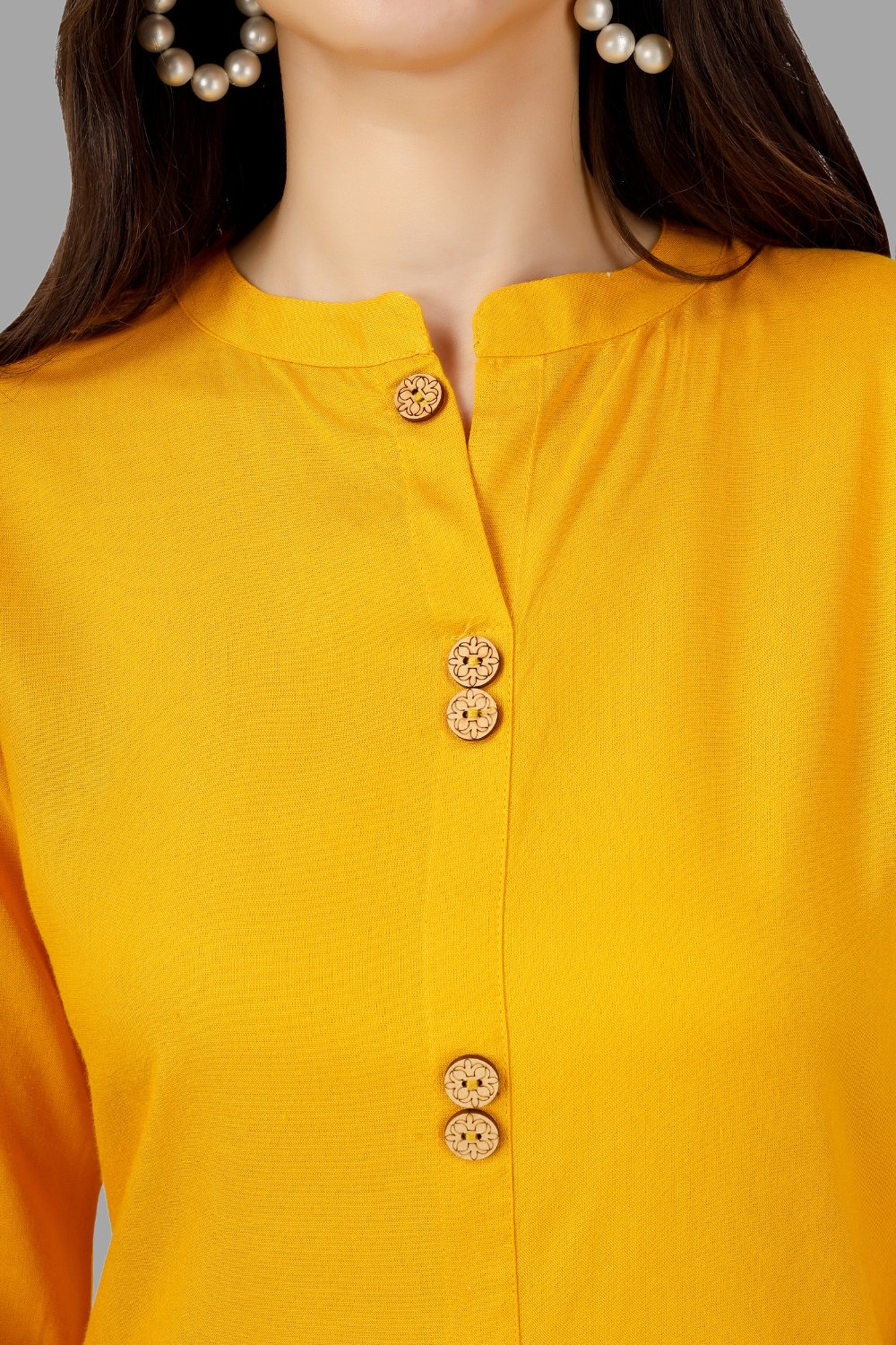 House of RP Women's Yellow Rayon Solid Frontslit Straight Kurta | Swadesiicart