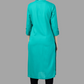House of RP Women's Turquoise Rayon Solid Frontslit Straight Kurta | Swadesiicart