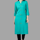House of RP Women's Turquoise Rayon Solid Frontslit Straight Kurta | Swadesiicart