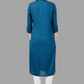 House of RP Women's Light Blue Rayon Chicken Embroidered Straight Kurta | Swadesiicart