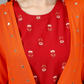 House of RP Women's Red Rayon Embroidered Circular Kurta with Shurg | Swadesiicart