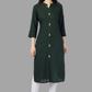 House of RP Women's Green Rayon Solid Frontslit Straight Kurta | Swadesiicart