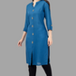 House of RP Women's Light Blue Rayon Solid Frontslit Straight Kurta | Swadesiicart