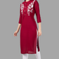 House of RP Women's Maroon Rayon Chicken Embroidered Straight Kurta | Swadesiicart